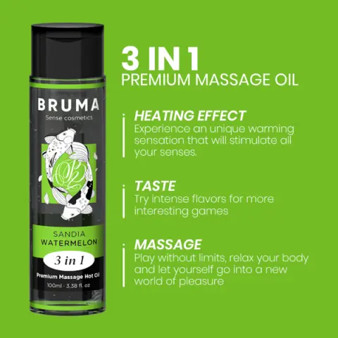 Imagen Aceite de masaje y lubricante efecto calor sabor sanda Bruma 4