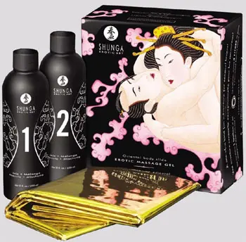 Imagen Shunga gel sparkling Aceite masaje corporal Fresas/vino