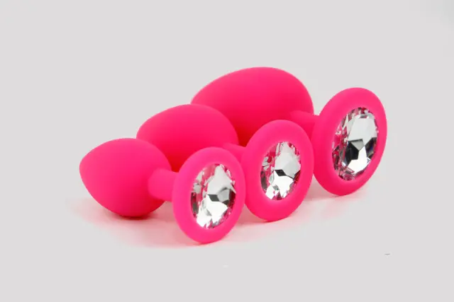 Imagen Set 3 plugs joya silicona fucsia Candy lust