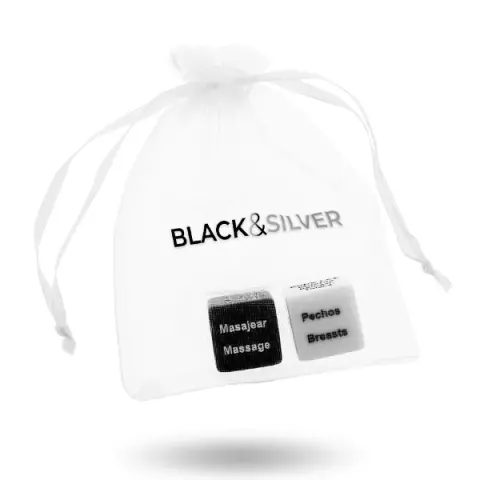 Imagen Pareja de dados blanco y negro en bolsa transparente  2