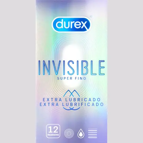 Imagen Preservativos Durex invisible extra lubricado 12 u