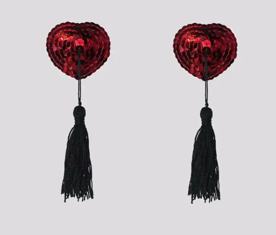 Imagen Cubre pezones  corazn rojos borlas Lola