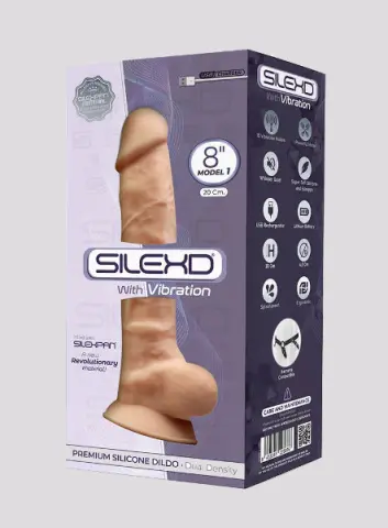 Imagen Pene silicona vibrador recargable  Silexd 8" 2