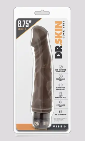 Imagen Pene realsitico negro vibrador Dr. Skin 8,75" 2