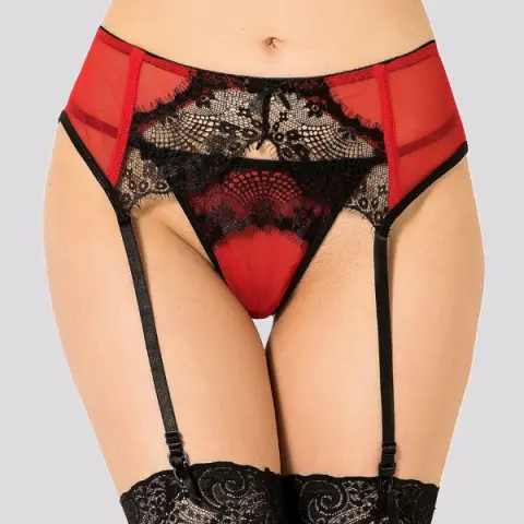 Imagen Tanga-liguero rojo encajes L/XL Queen