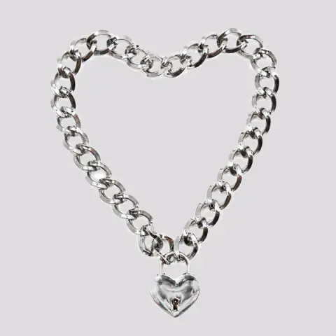 Imagen Collar cadena corazn candado