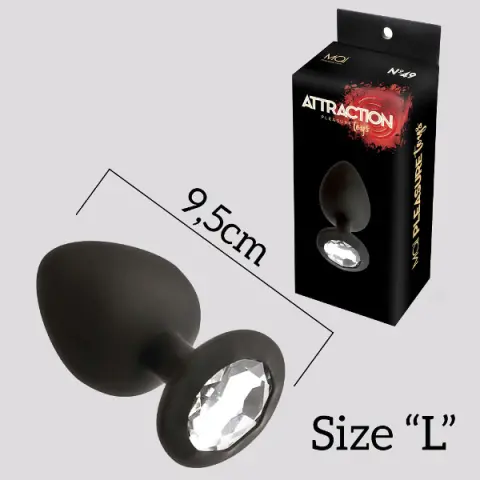 Imagen Plug joya transparente silicona negra grande Mai