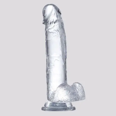 Imagen Dildo  con testiculos gelatina transparente 15,5 cm Glazed