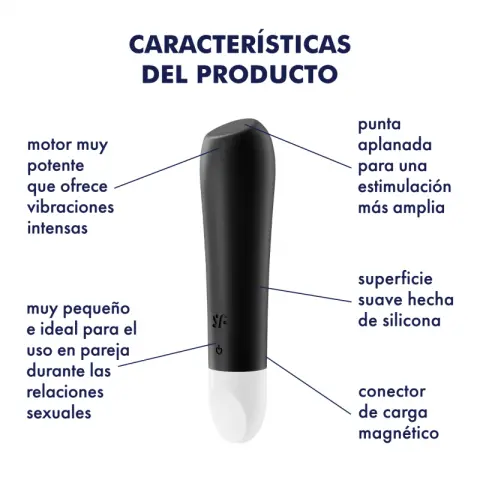 Imagen Bala vibradora recargable Satisfyer Ultra power 2 negra 2