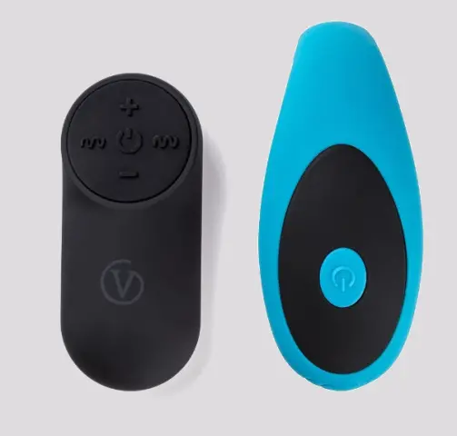 Imagen Vibrador para parejas Virgite azul recargable y control remoto 4