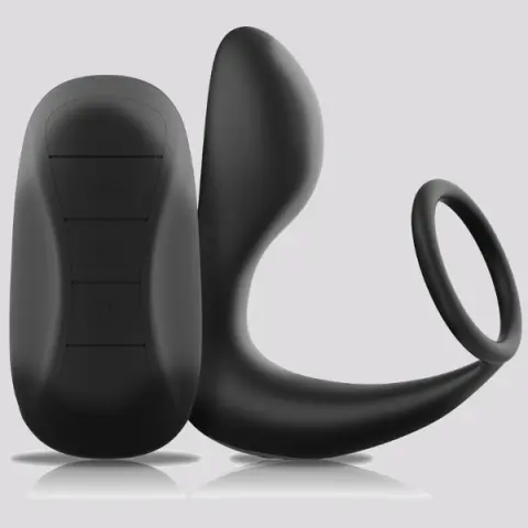 Imagen Plug vibrador con anillo negro recargable control remoto 2