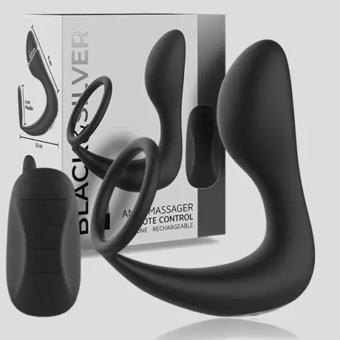 Imagen Plug vibrador con anillo negro recargable control remoto 4