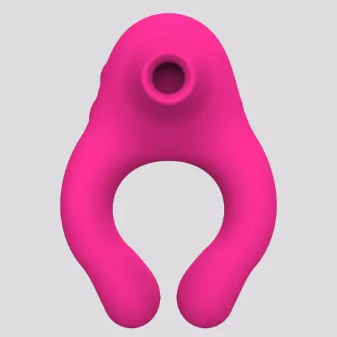 Imagen Anillo vibrador con succionador fucsia Sinqy Action 4