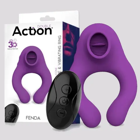 Imagen Anillo vibrador con lengua vibradora lila Fenda Action