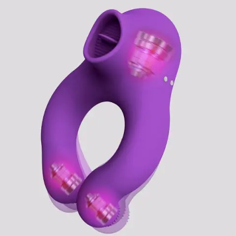Imagen Anillo vibrador con lengua vibradora lila Fenda Action 3