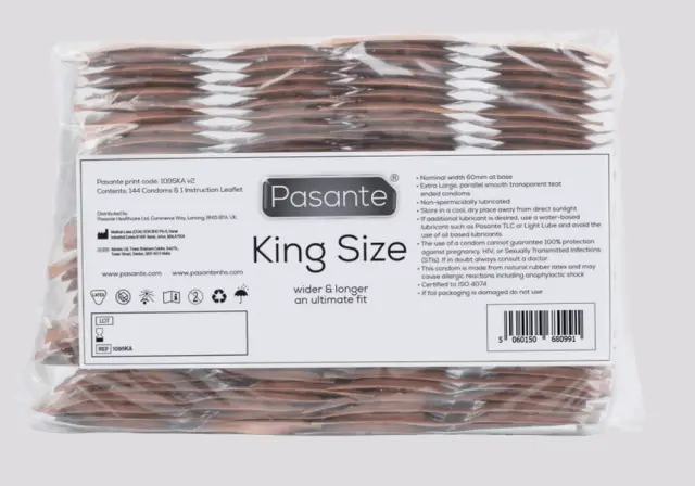 Imagen Preservativos bolsa pasante King size 144 unidades