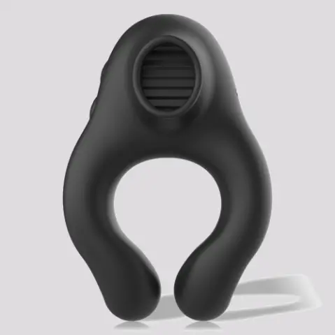 Imagen Anillo vibrador con lengua vibradora negro Black & Silver 2