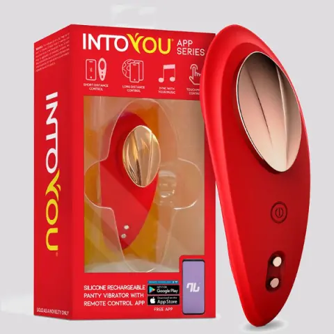 Imagen Vibrador silicona de braguita rojo con App Intoyou 