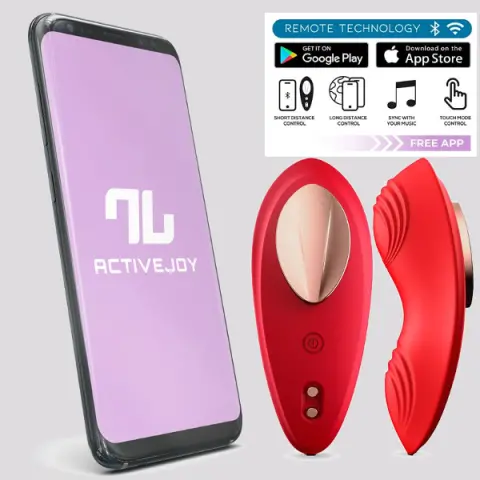 Imagen Vibrador silicona de braguita rojo con App Intoyou  2