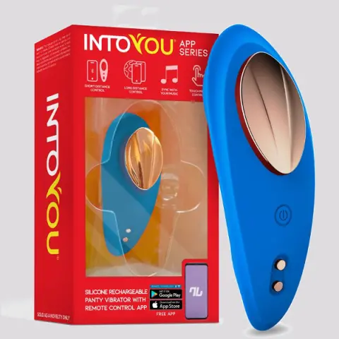 Imagen Vibrador silicona de braguita azul con App Intoyou 