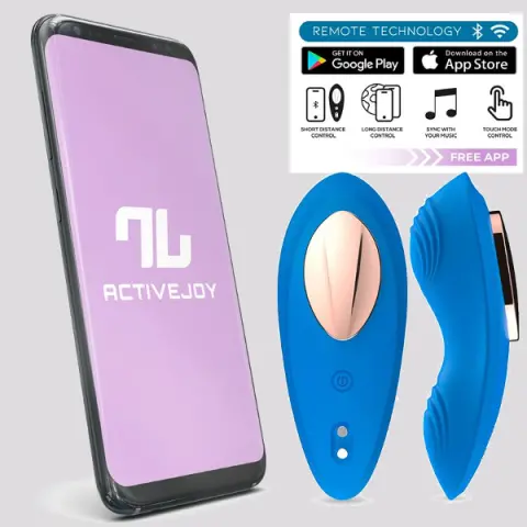 Imagen Vibrador silicona de braguita azul con App Intoyou  4