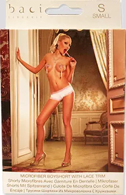 Imagen Braga short blanca encaje rosa M 3
