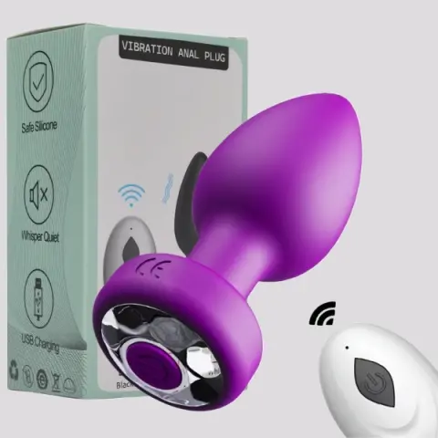 Imagen Plug joya lila vibrador recqargable control remoto Arcade X 