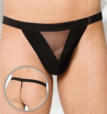 Imagen Tanga negro con transparencias Softline S-L