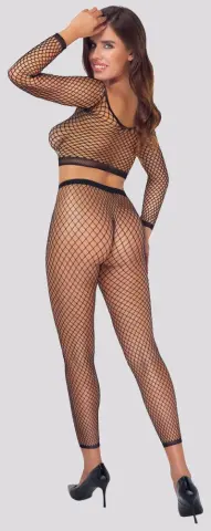 Imagen Conjunto panty abierto y top rejilla negro  S/L 2