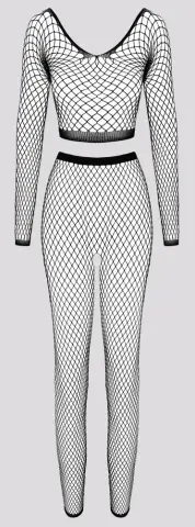 Imagen Conjunto panty abierto y top rejilla negro  S/L 3